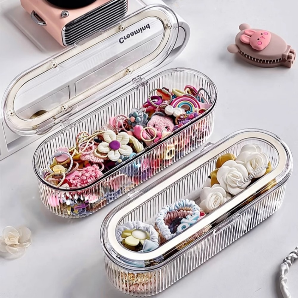Hair Accessories Organizer Acrylic Storage Box Clear Hair Tie Organizer for Headband Laundry Pods Container Desktop Storage Box