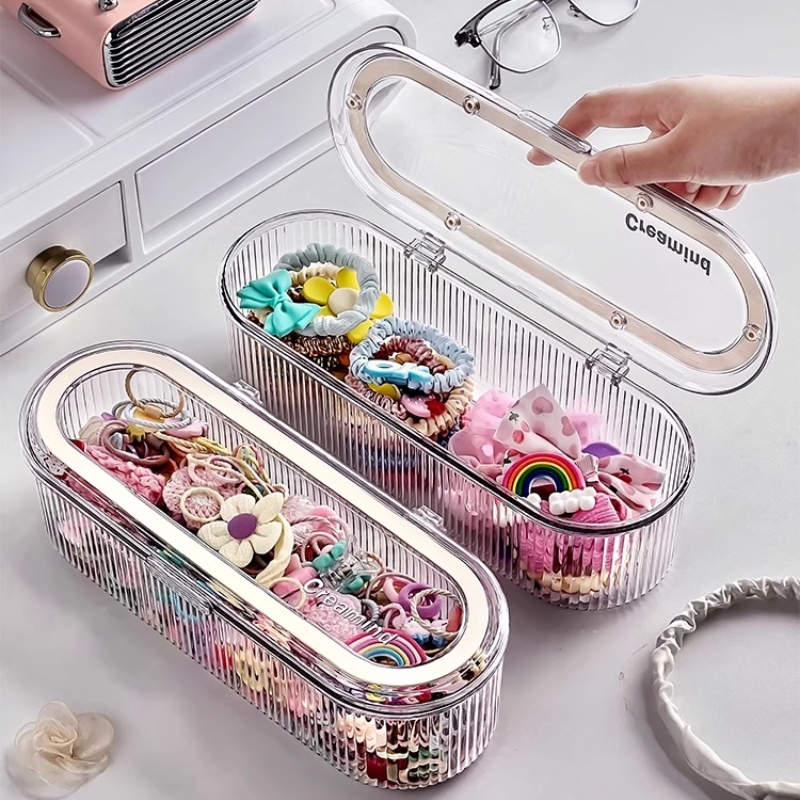Hair Accessories Organizer Acrylic Storage Box Clear Hair Tie Organizer for Headband Laundry Pods Container Desktop Storage Box