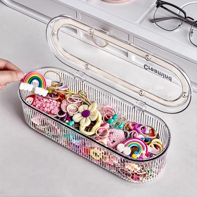 Hair Accessories Organizer Acrylic Storage Box Clear Hair Tie Organizer for Headband Laundry Pods Container Desktop Storage Box