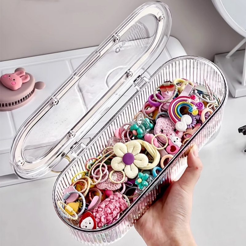 Hair Accessories Organizer Acrylic Storage Box Clear Hair Tie Organizer for Headband Laundry Pods Container Desktop Storage Box