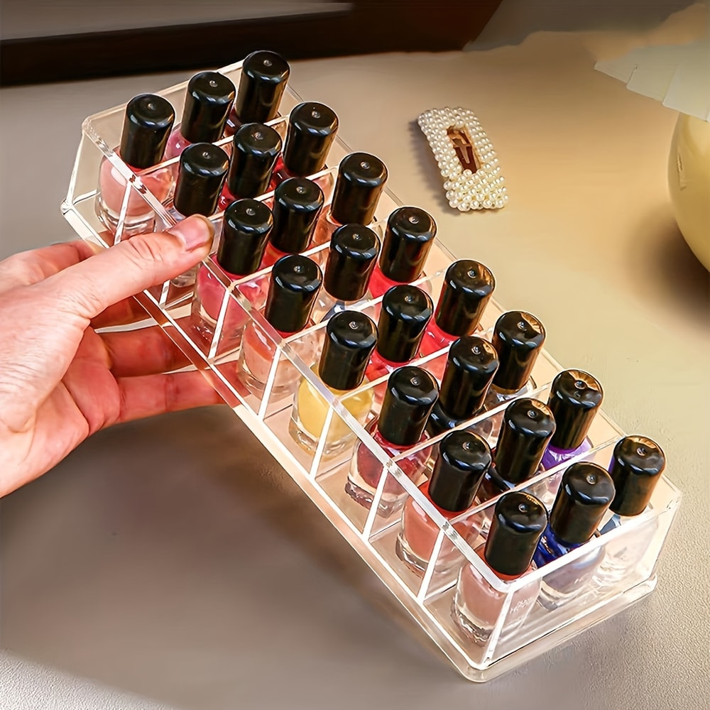 Acrylic Nail Polish Organizer, Clear Display Rack for Cosmetic Storage, Durable & Easy to Clean Nail Studio Props