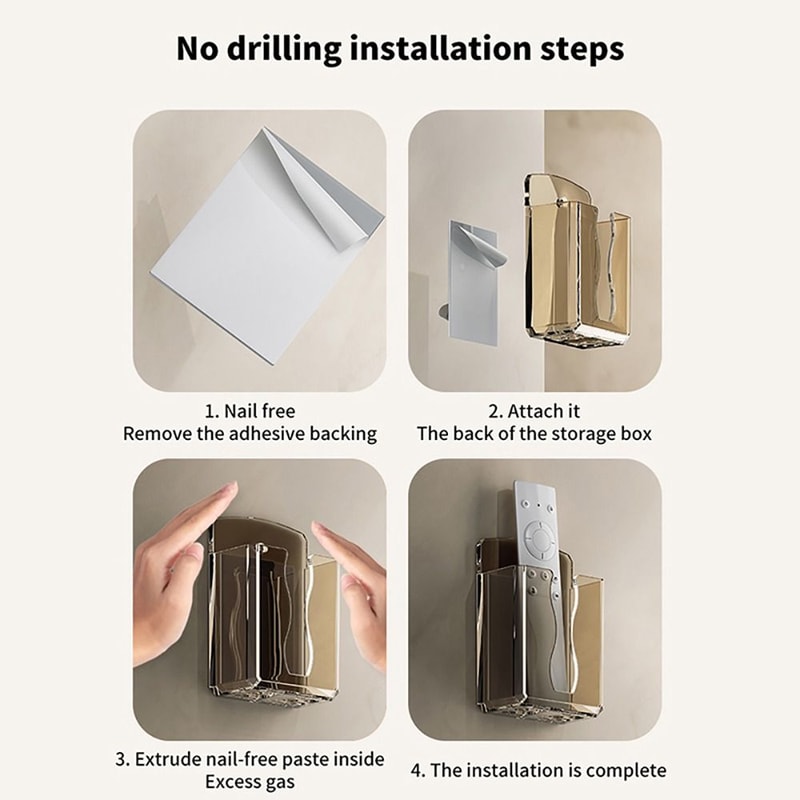 Durable Non-Perforated Wall Mounted Remote Controller Holder, Hanging Stand for Air Conditioner Remote, Phone Charging