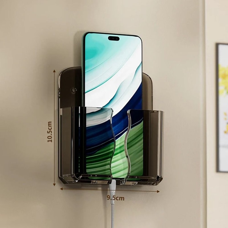 Durable Non-Perforated Wall Mounted Remote Controller Holder, Hanging Stand for Air Conditioner Remote, Phone Charging