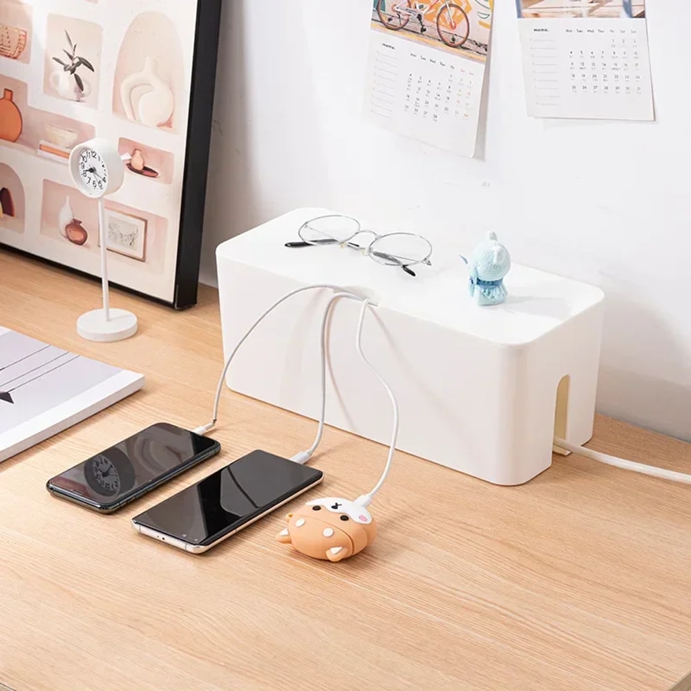 Wooden Cable Storage Box, Dustproof Power Line Organizer, Charger Socket, Wire Case, Home Cable Winder, Storage Case