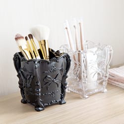 creative retro cosmetics storage box, desktop makeup brush, skin care organizer load capacity, elegant plastic dressing