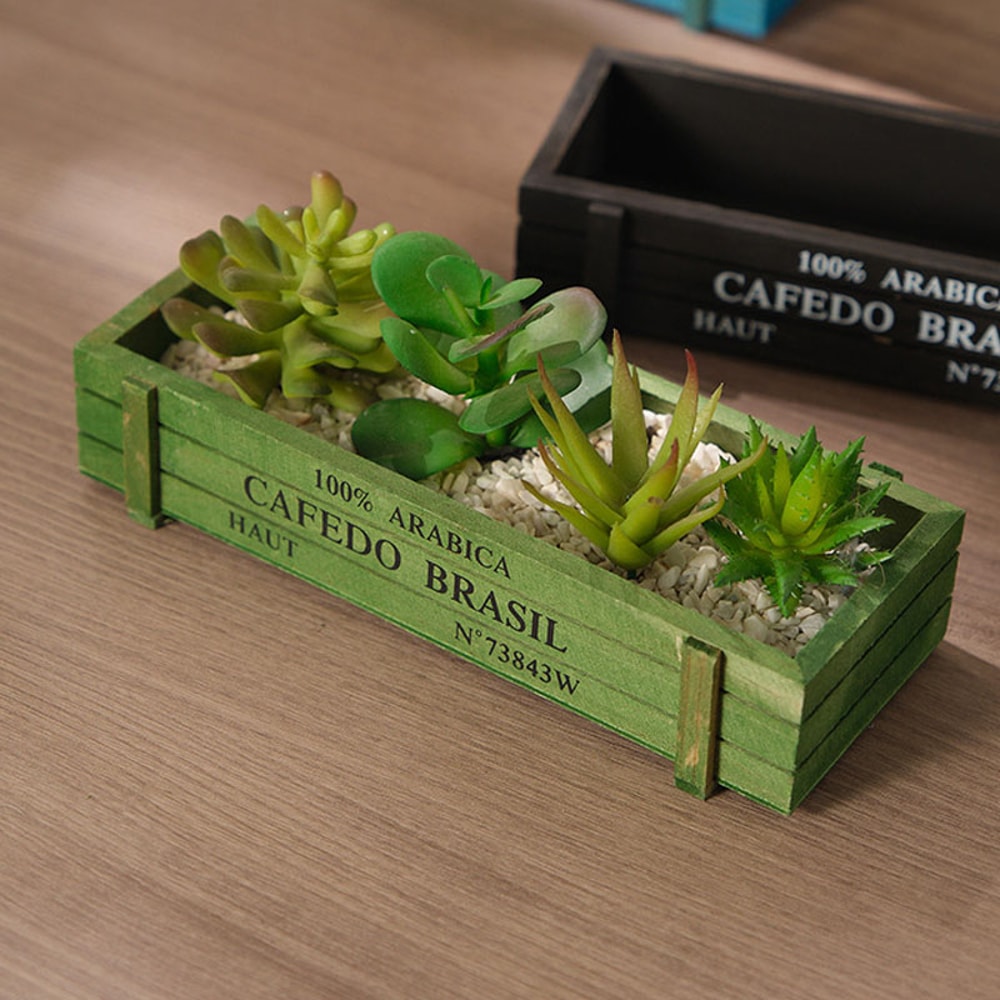 Retro Garden Plant Pot, Vintage Wooden Storage Box for Sundries, Stationery, Pen Box, Succulents, Flower Pots, Balcony