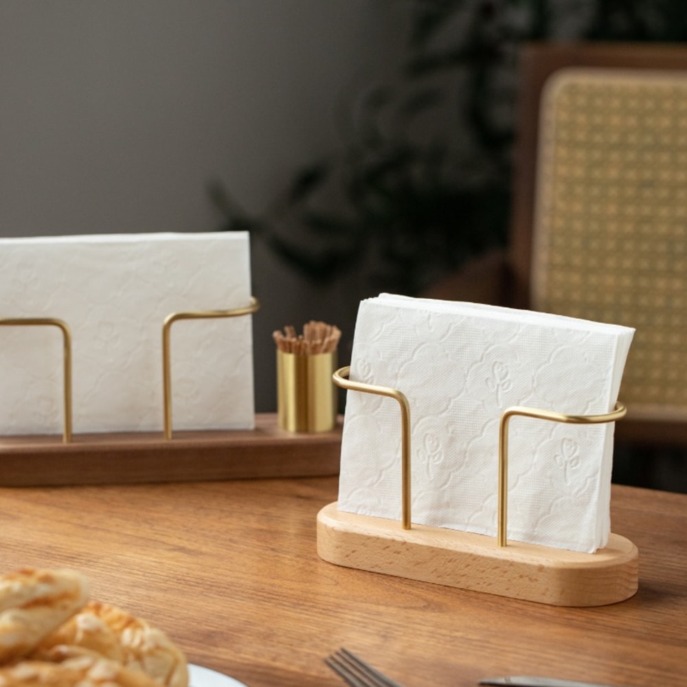 HeMu-Tooth Swab Tube Tissue Holder, Black Walnut Minimalist Dining Table Tissue Storage Rack for Restaurant Coffee Shops