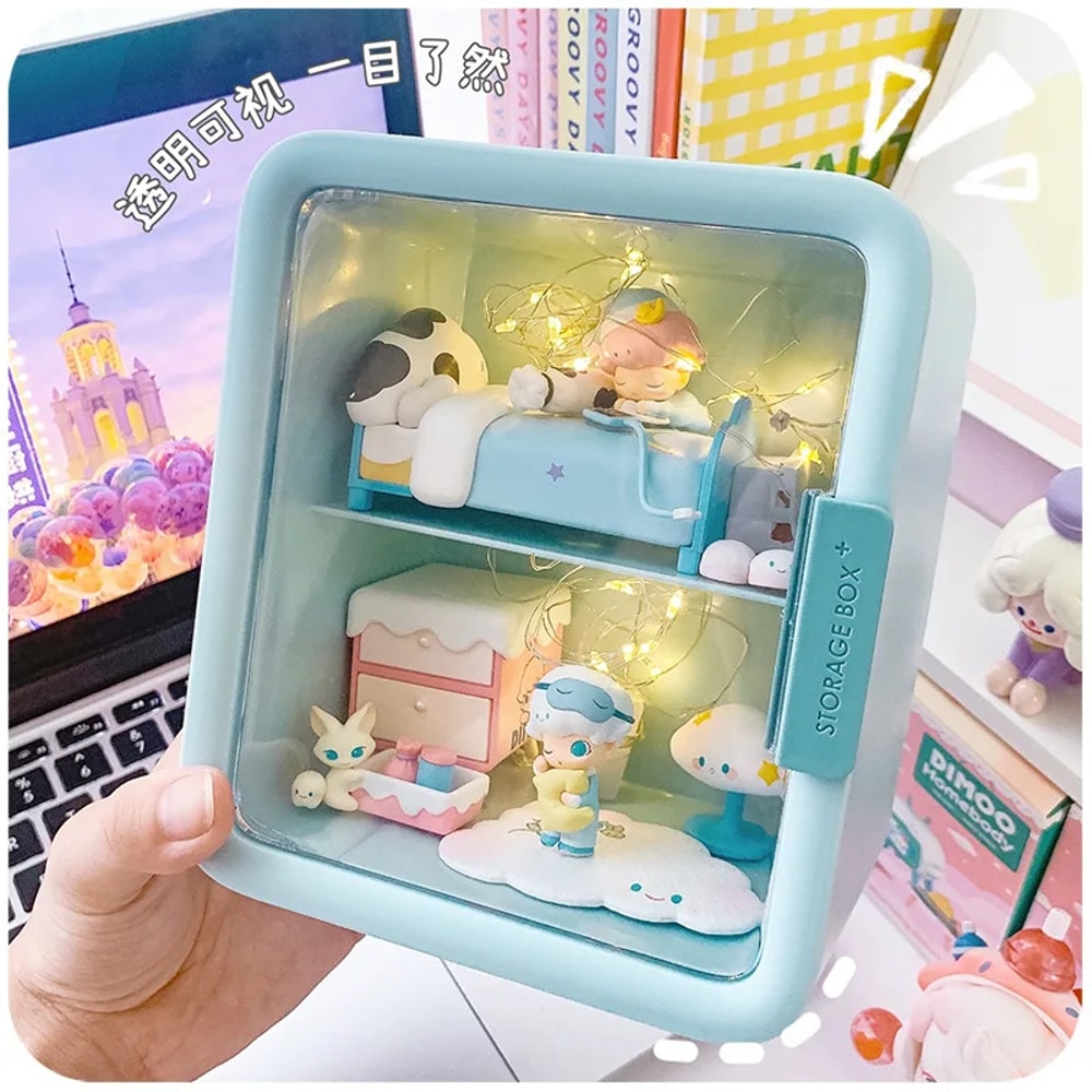 Rectangle Box Storage, Anime Figure & Doll Collection Display Stand Organizer Case for Dimoo Home Decor