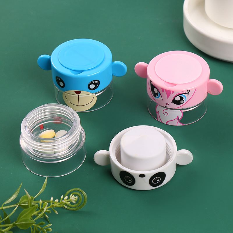 Cartoon Pill Grinder Pulverizer Portable Tablet Crusher Medicine Dispenser Storage Container 2