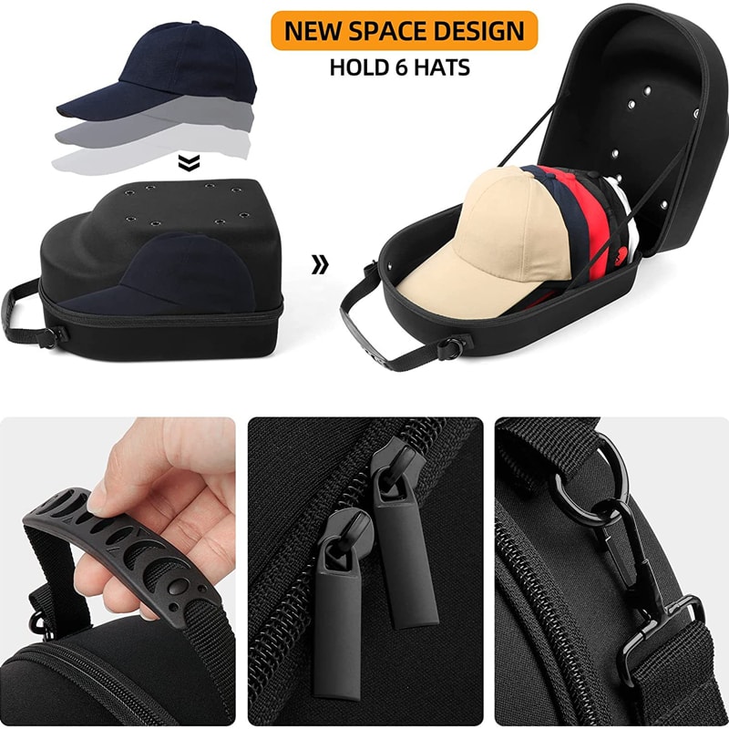 Hard Shell Hat Travel Case, Portable Outdoor Baseball Cap Carrier, Protective Storage Box for Caps with Handle