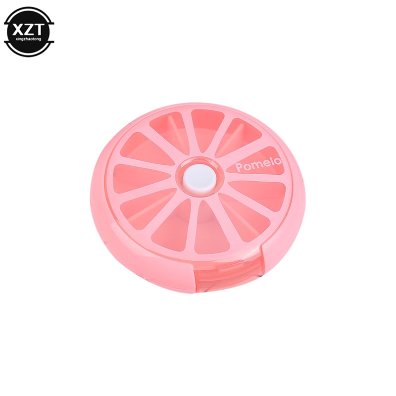 Rotatable Weekly Pill Organizer, Portable Travel Pill Case Box with 7 Grids for Vitamins, Tablets & Medicine Storage