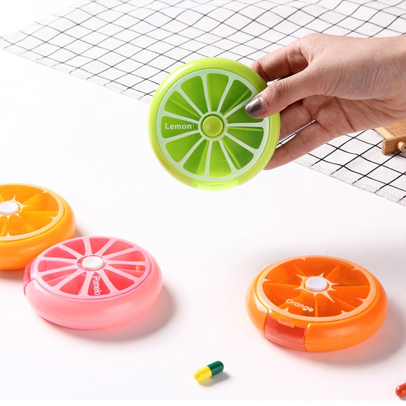 Rotatable Weekly Pill Organizer, Portable Travel Pill Case Box with 7 Grids for Vitamins, Tablets & Medicine Storage