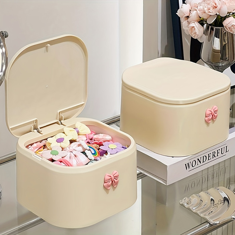 Hair Accessories Organizer for Girls, Hair Tie Headband Storage Box for Bows, and Swab Organization Bathroom Containers