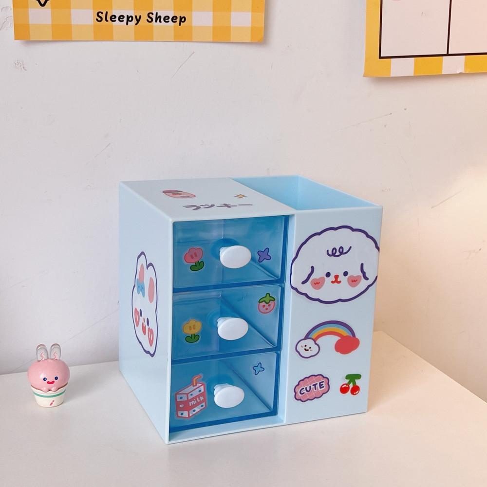 Cute Cartoon Storage Box, Style Multifunctional Desktop Organizer for Student Stationery Supplies