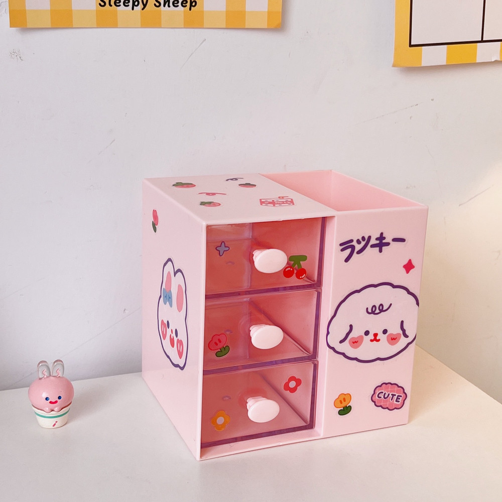 Cute Cartoon Storage Box, Style Multifunctional Desktop Organizer for Student Stationery Supplies