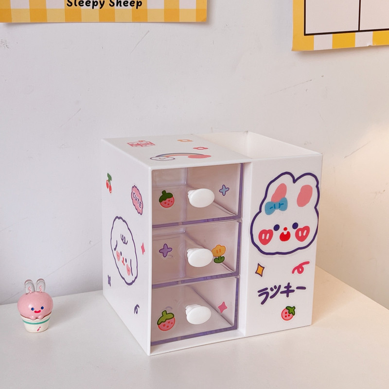 Cute Cartoon Storage Box, Style Multifunctional Desktop Organizer for Student Stationery Supplies