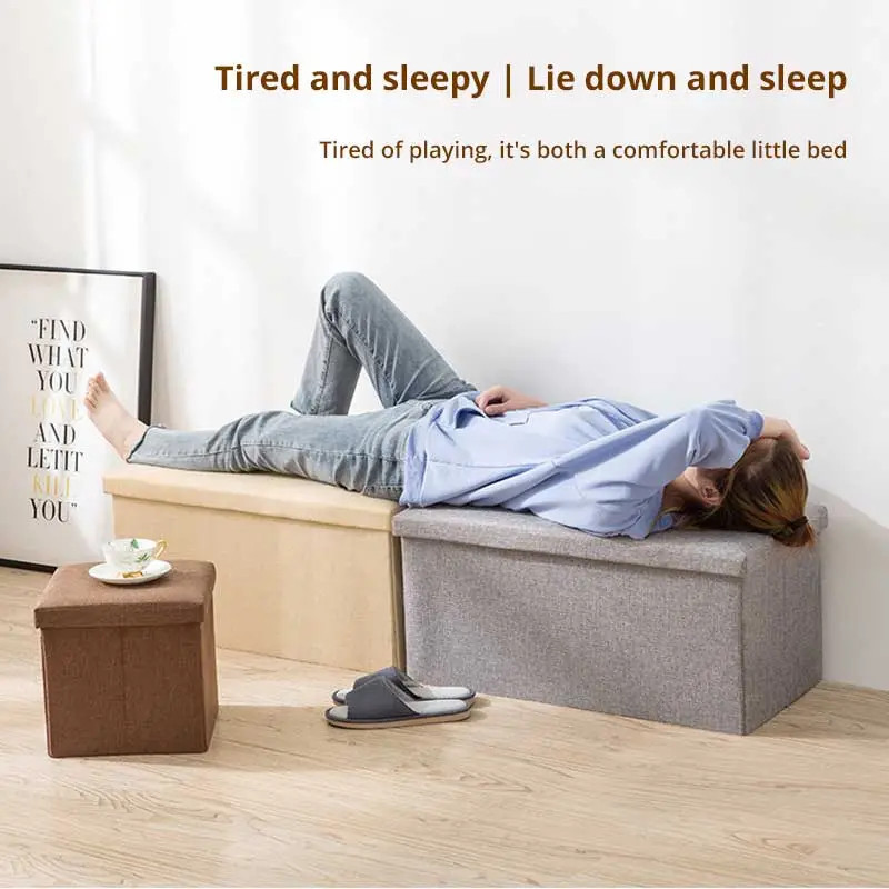 1pc Foldable Fabric Storage Stool, Multifunctional Home Organizer for Shoes, Toys & More, Space-Saving Storage Box