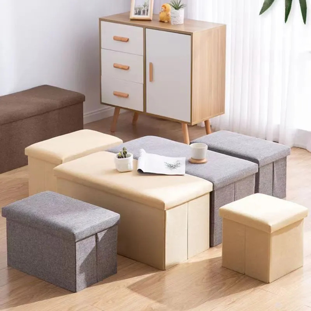 1pc Foldable Fabric Storage Stool, Multifunctional Home Organizer for Shoes, Toys & More, Space-Saving Storage Box