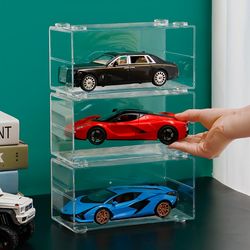 car model display box, transparent stackable storage rack for diecast cars model storage cabinet with clear view