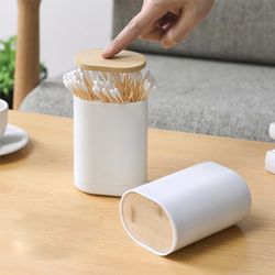 automatic pops up toothpick box, cotton bud & swabs storage case organizer toothpick holder dispenser container for home