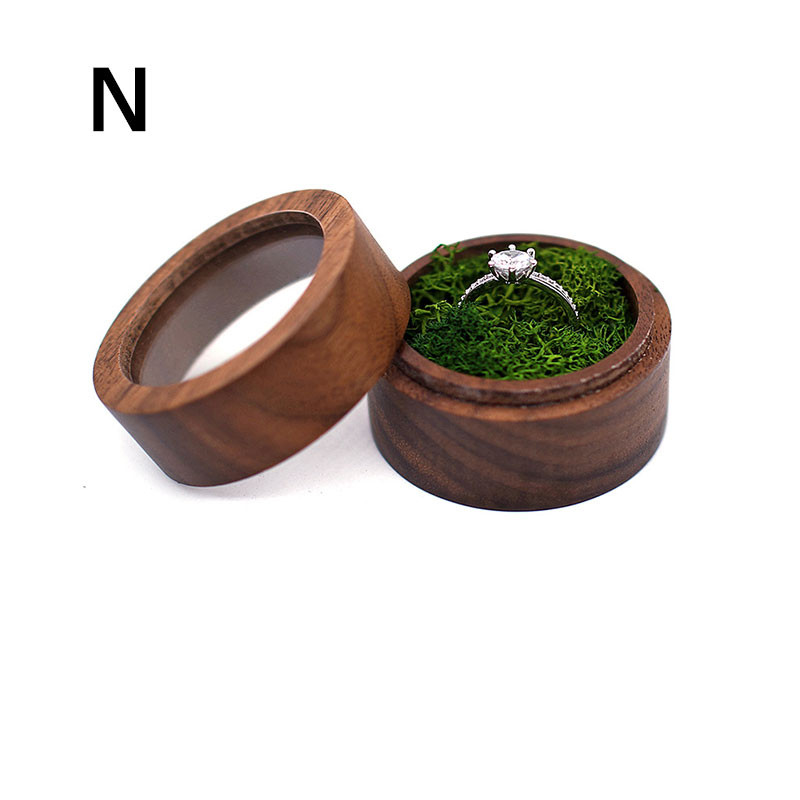 Natural Walnut Wood Wedding Ring Case Box Handcrafted Jewelry Display Organizer For Earrings Rings 7