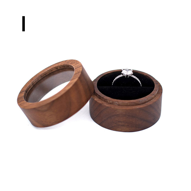 Natural Walnut Wood Wedding Ring Case Box Handcrafted Jewelry Display Organizer For Earrings Rings 8