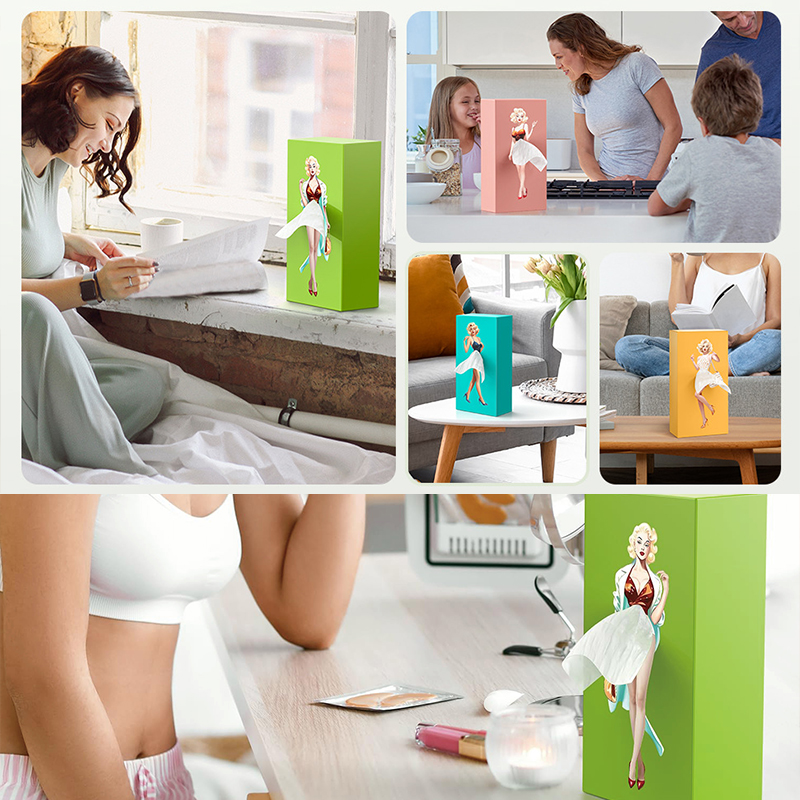 Cute Cartoon Anime Girl Tissue Box, Puffy Skirt Girl Face Tissue Holder for Desktop Decorative Ornaments