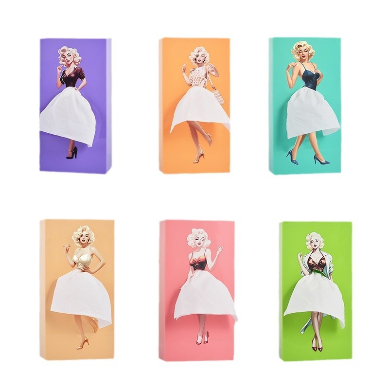 Cute Cartoon Anime Girl Tissue Box, Puffy Skirt Girl Face Tissue Holder for Desktop Decorative Ornaments