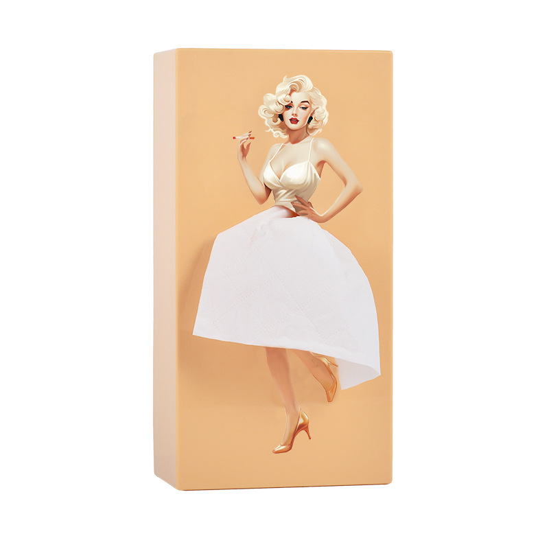 Cute Cartoon Anime Girl Tissue Box, Puffy Skirt Girl Face Tissue Holder for Desktop Decorative Ornaments