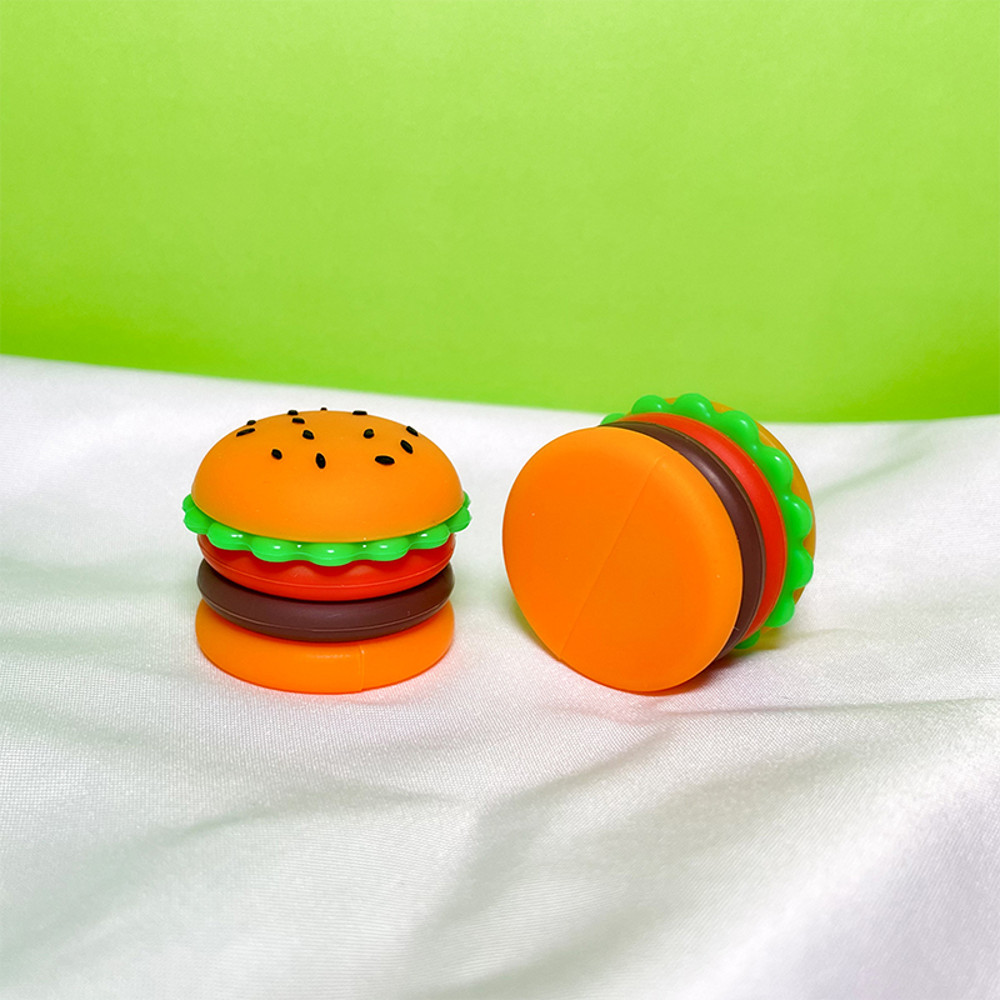 Creative Hamburger Shaped Silicone Wax Jar 5ml, Portable Silicone Smoke Oil Box, Storage Container.