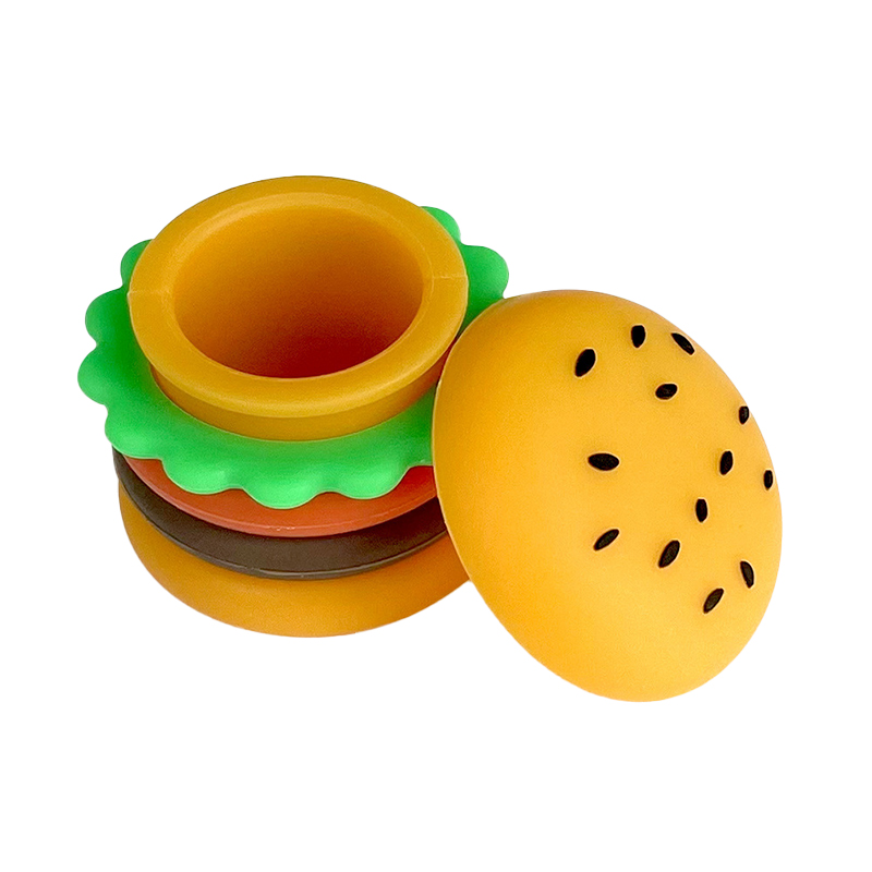 Creative Hamburger Shaped Silicone Wax Jar 5ml, Portable Silicone Smoke Oil Box, Storage Container.
