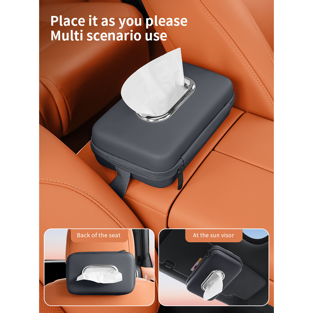 Creative Car Mounted Tissue Box Drawer, Multifunctional Armrest, Backrest Hanging Organizer with Sun Visor