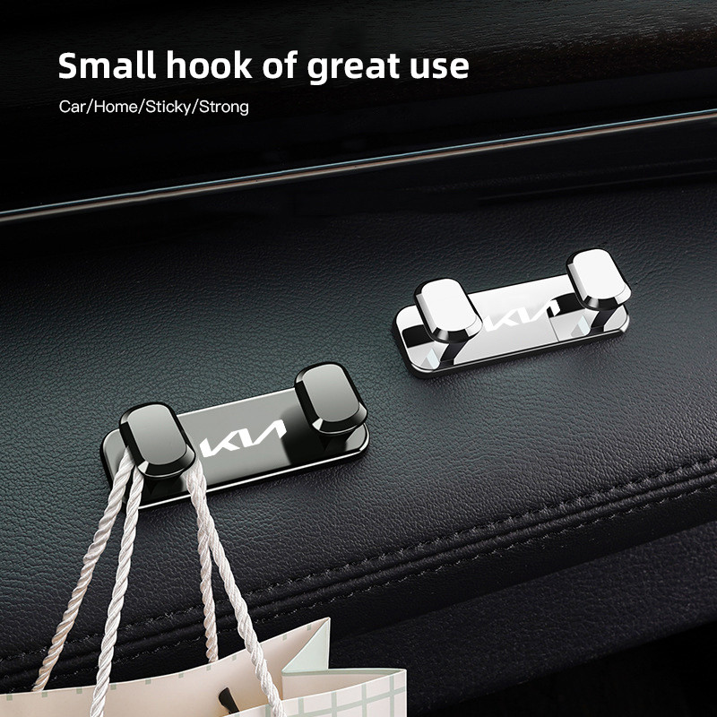 Car Double Hooks Organizer, Alloy Hook Hanging Storage Accessorie for KIA K5, K9, Sportage, Niro, Carnival, EV6, EV9, K8