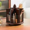 Wooden Vintage Rotating Makeup Dresser, Storage Box with Parts Drawer, Spinning Rack for Cosmetics, Jewelry