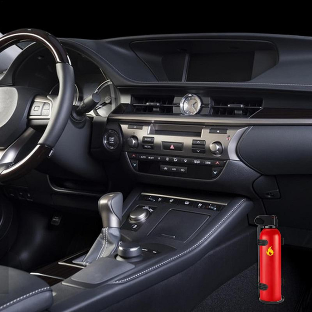 Universal Car Fire Extinguisher Mount, Dual Purpose Home, Auto Bracket with Velcro, Adhesive Tape for Secure Trunk Rack