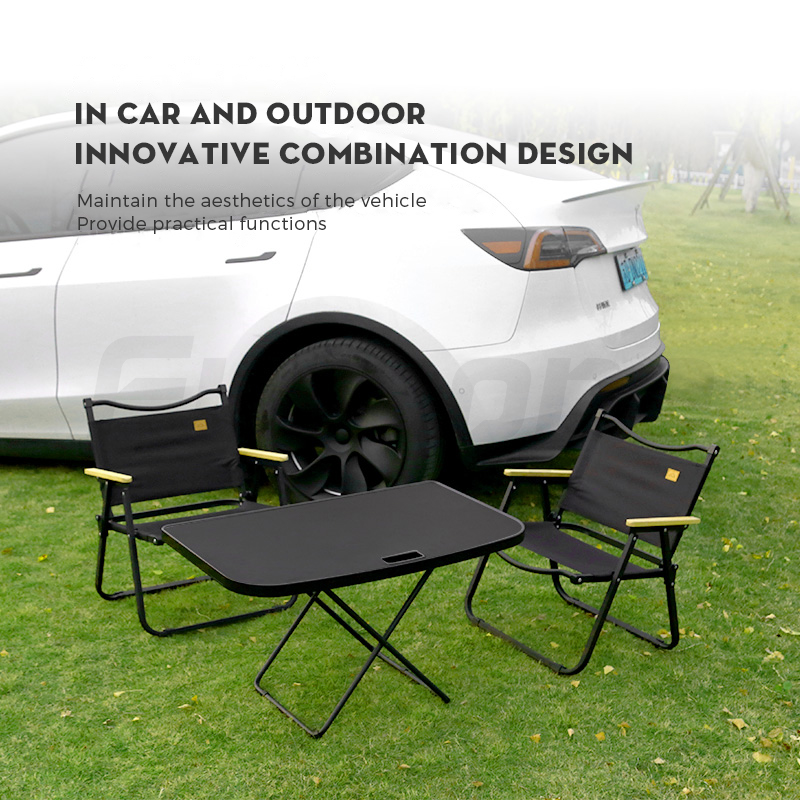 Futhope Portable Trunk Picnic Table For Tesla Y 20182024 Foldable Travel Desk For Camping Work Rest 5