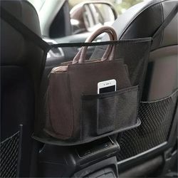 1pc spacious car seat mesh bag for dogs & pets – convenient handbag purse clip organizer with back seat storage net