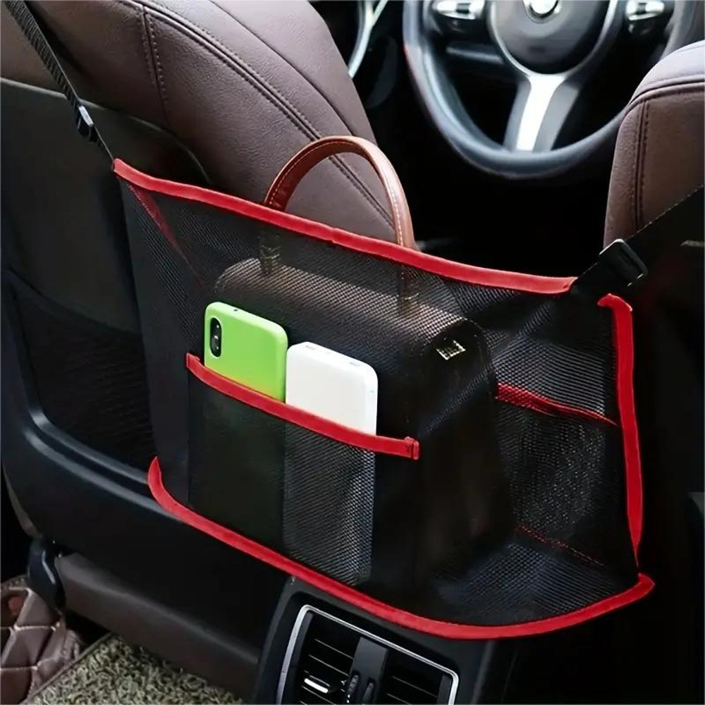 1pc Spacious Car Seat Mesh Bag For Dogs Pets Convenient Handbag Purse Clip Organizer With Back Se 4