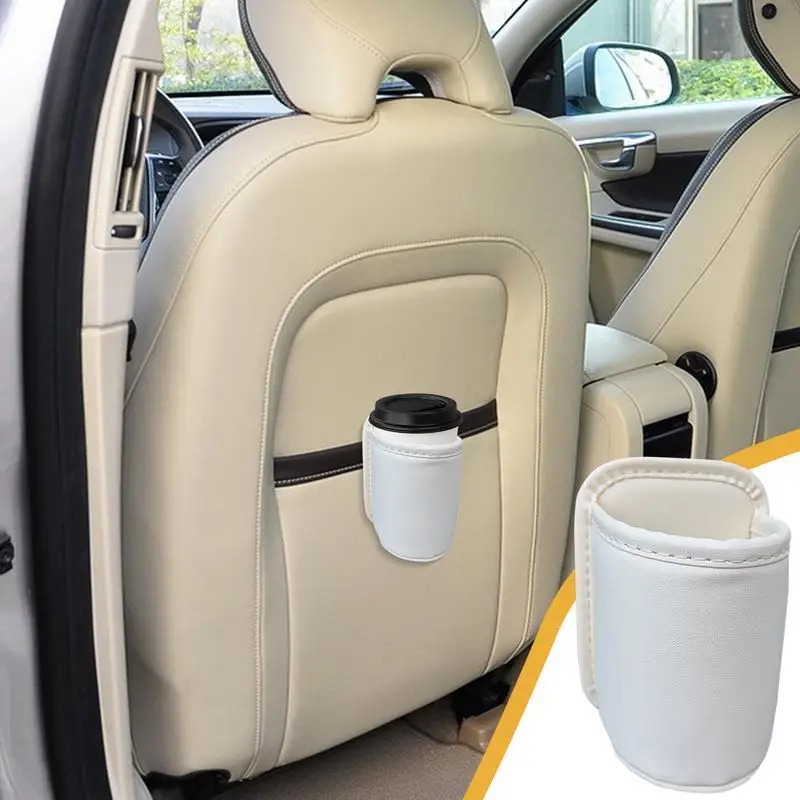 Leather Car Door Cup Holder, Automotive Drink Rack, Storage Bin Organizer for Back Seat Interior Accessories