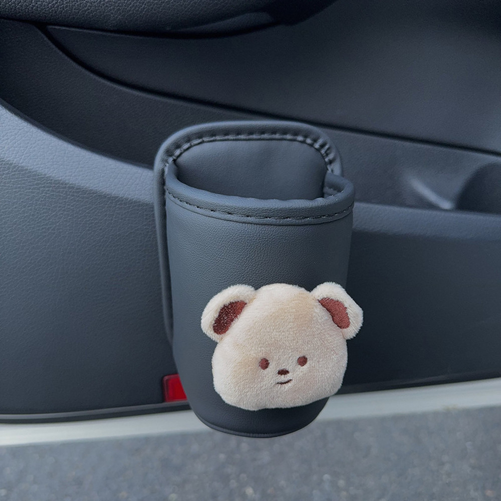 Leather Car Door Cup Holder, Automotive Drink Rack, Storage Bin Organizer for Back Seat Interior Accessories