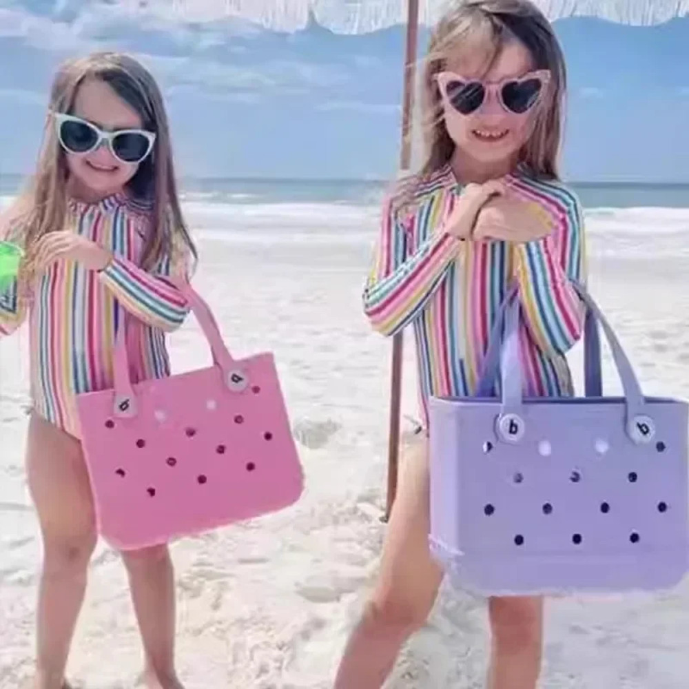 Mini EVA Waterproof Beach Bag for Women, Kids, Summer Storage Basket, Picnic Tote, Jelly Shopping Bag, Anti-Deformed Bag