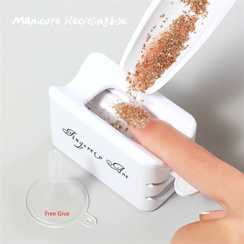Professional Double Layer Glitter Powder, Drill Nail Art Storage Box, Portable Jewelry Recycling Container Manicure Tool