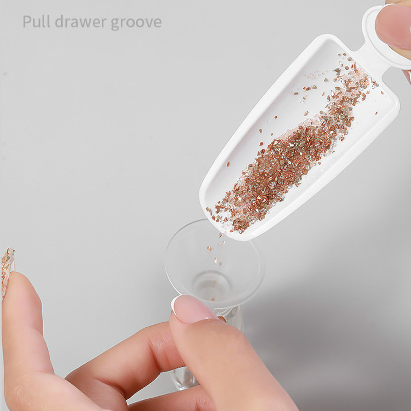 Professional Double Layer Glitter Powder, Drill Nail Art Storage Box, Portable Jewelry Recycling Container Manicure Tool