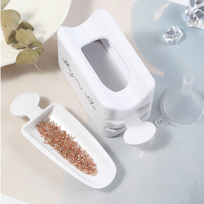 Professional Double Layer Glitter Powder, Drill Nail Art Storage Box, Portable Jewelry Recycling Container Manicure Tool