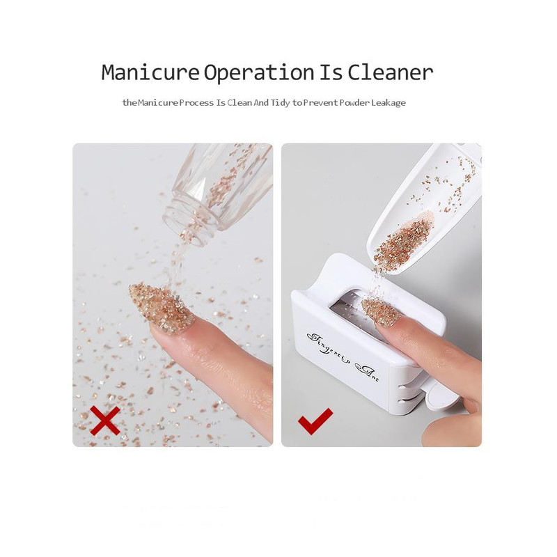 Professional Double Layer Glitter Powder, Drill Nail Art Storage Box, Portable Jewelry Recycling Container Manicure Tool