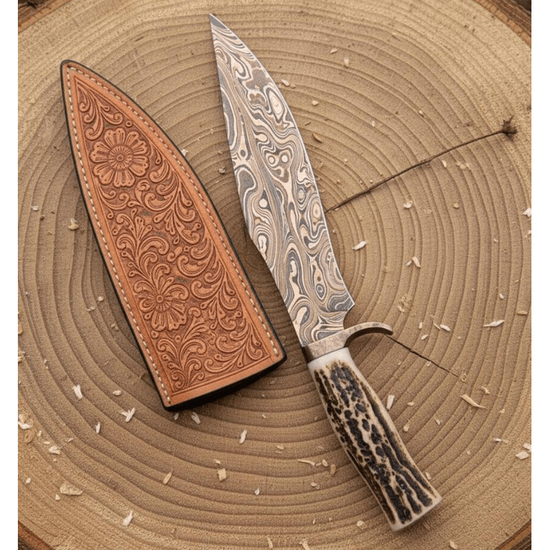 Buy Copper Damascus Hunting Bowie Knife