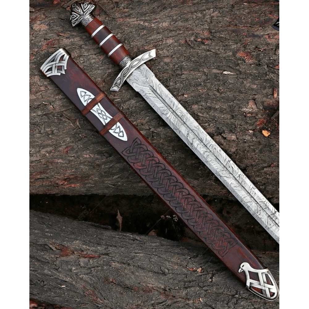 Viking Norse Longsword Damascus Steel Blade Decorative Steel Handle Cosplay Collectible 0