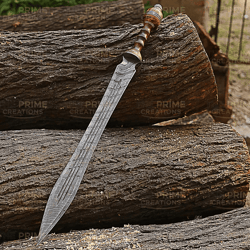 roman gladius sword | handmade damascus steel warrior sword | full tang with leather sheath