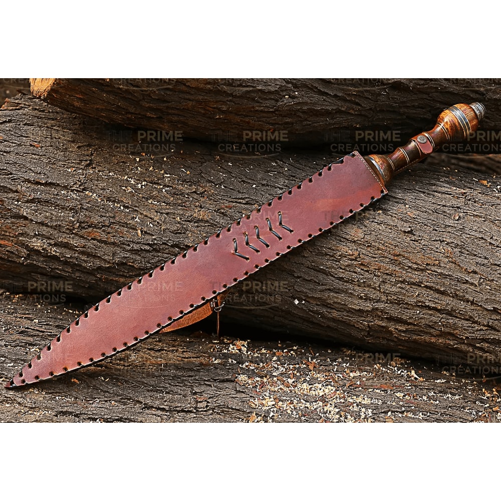 Roman Gladius Sword Handmade Damascus Steel Warrior Sword Full Tang With Leather Sheath 2