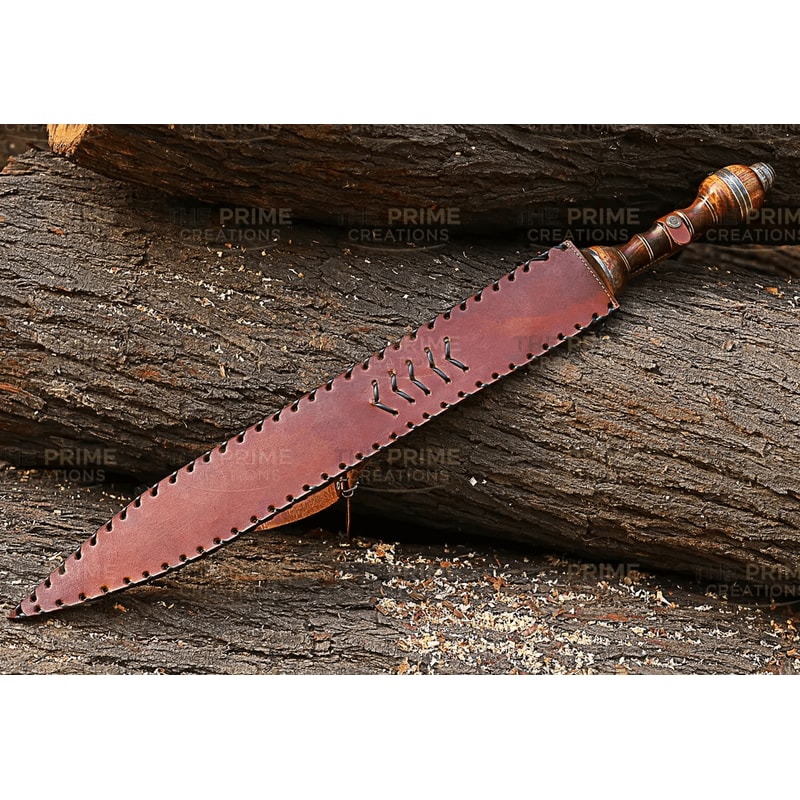 Roman Gladius Sword Handmade Damascus Steel Warrior Sword Full Tang With Leather Sheath 2
